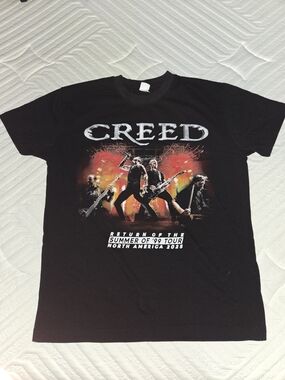 Creed Black Graphic Concert Tee with Red and Orange Stage Art